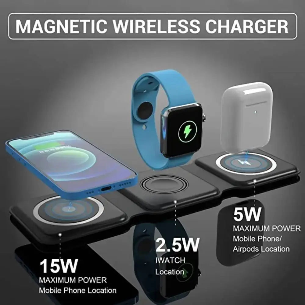 3 in 1 Magnetic Wireless charger Foldable 15W Original EasyShop