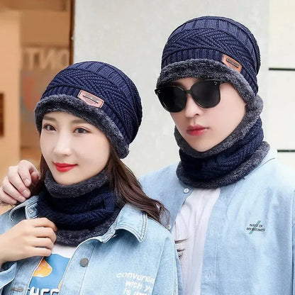 Woolen Winter Beanie Head Cap With Neck Couple Pack Of 2 Combo EasyShop Mini Mart