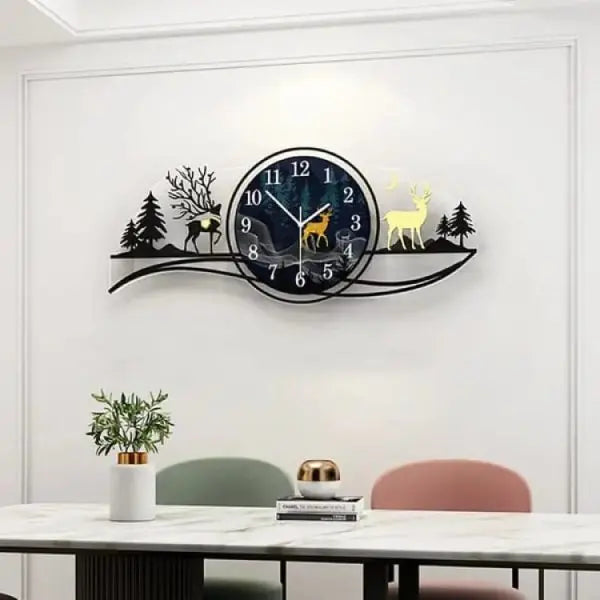 Forest Figure Deer 3d Wall Clock With Light EasyShop Mini Mart