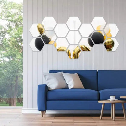 Acrylic Hexagon Simple Mirror-surface Geometric Decoration Wall EasyShop Mini Mart