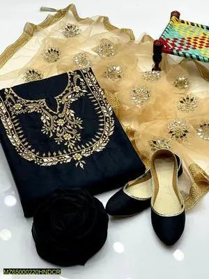 Women's Unstitched Katan Silk Hand Work Suit EasyShop Mini Mart