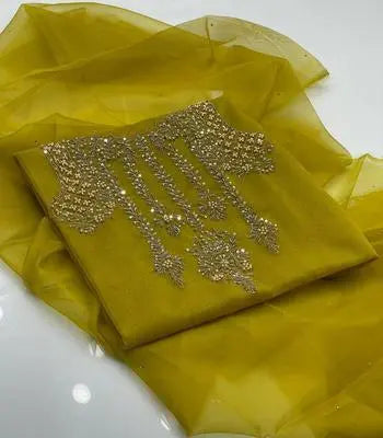 Women's Unstitched Katan Silk Hand Work Suit EasyShop Mini Mart