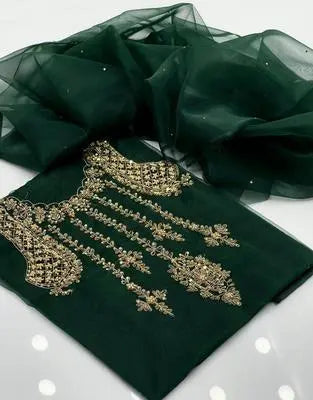 Women's Unstitched Katan Silk Hand Work Suit EasyShop Mini Mart