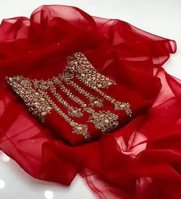 Women's Unstitched Katan Silk Hand Work Suit EasyShop Mini Mart