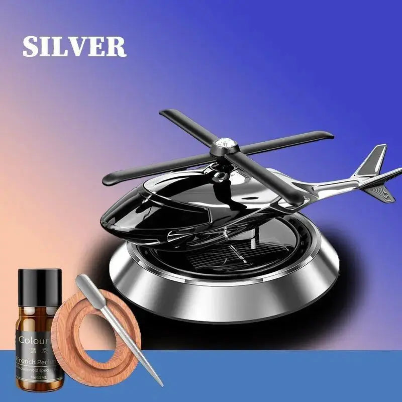 Solar Helicopter Air Freshener For Car, Silver EasyShop Mini Mart