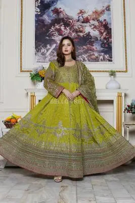 Bridal Raw Silk Front Back Fully Embroidered Cup Sequence EasyShop Mini Mart