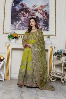 Bridal Raw Silk Front Back Fully Embroidered Cup Sequence EasyShop Mini Mart