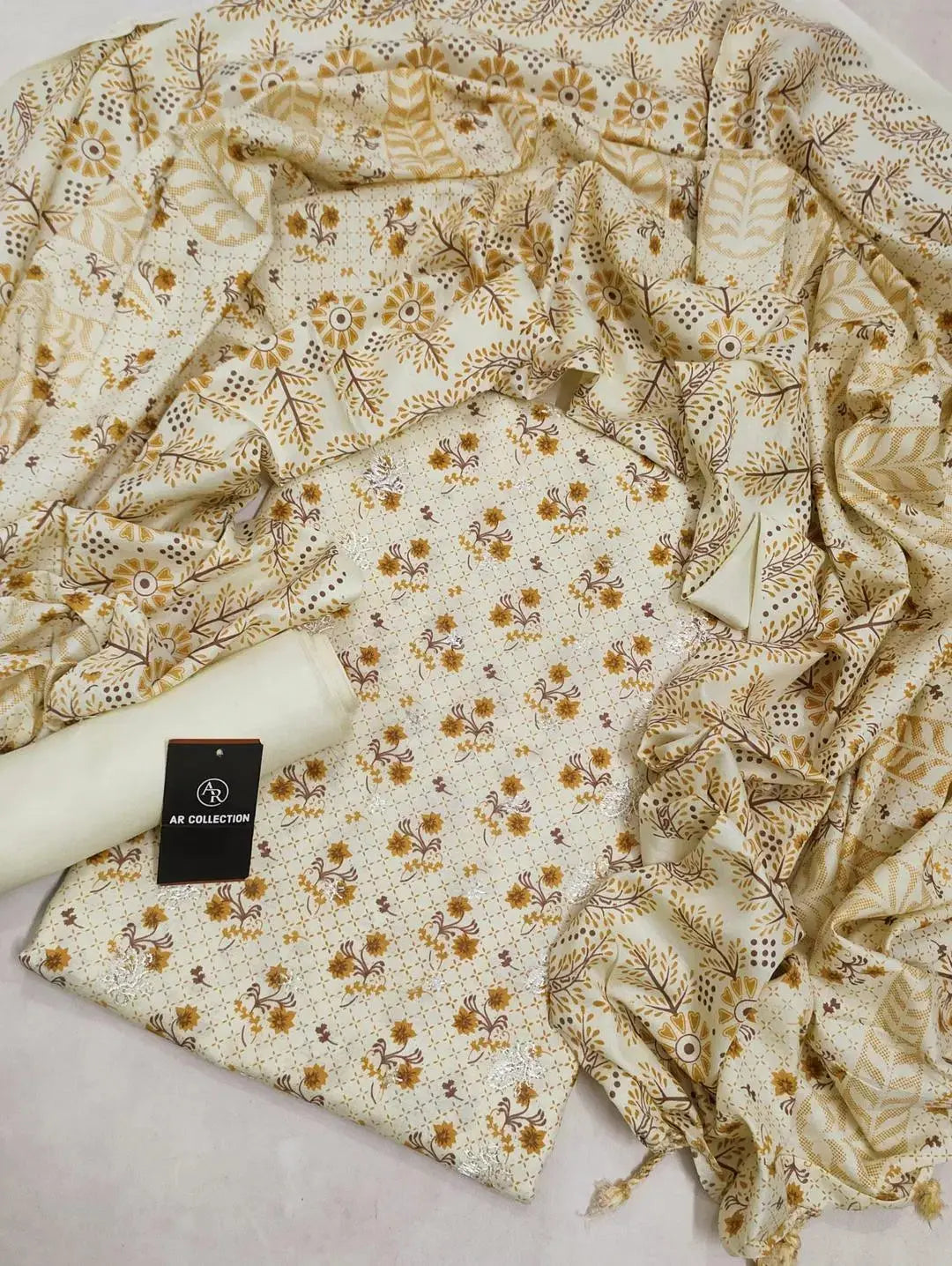 Women's Unstitched Printed Embroidered Suit 3 Pcs EasyShop Mini Mart