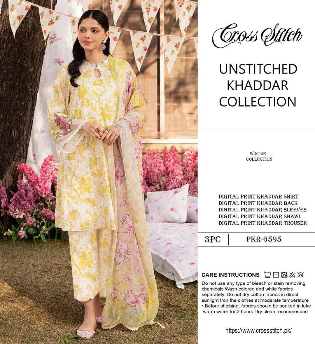 Stylish Yellow Digital Print Khaddar Suit – 3 Pcs EasyShop