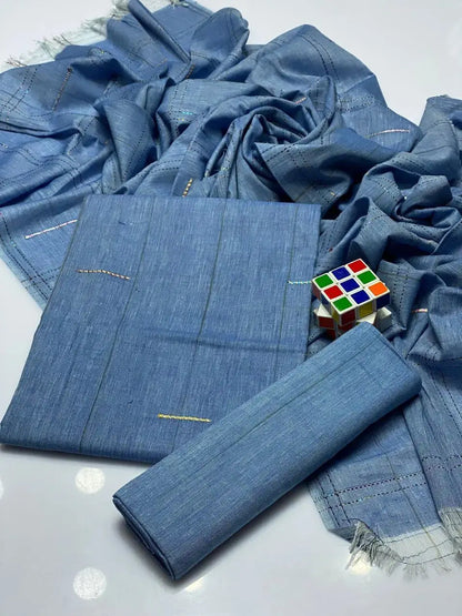 Women's Unstitched Khaadi Plain Suit 3Pcs EasyShop Mini Mart