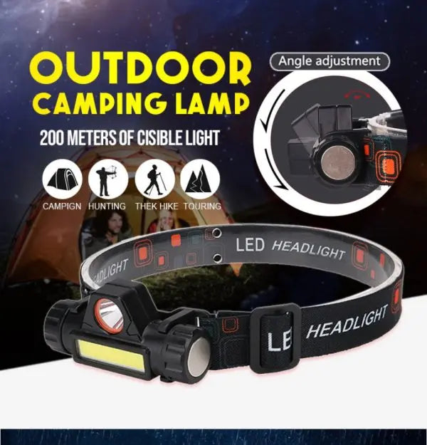 Rechargeable Ip65 Waterproof Headlight With Cob Flashlight EasyShop Mini Mart