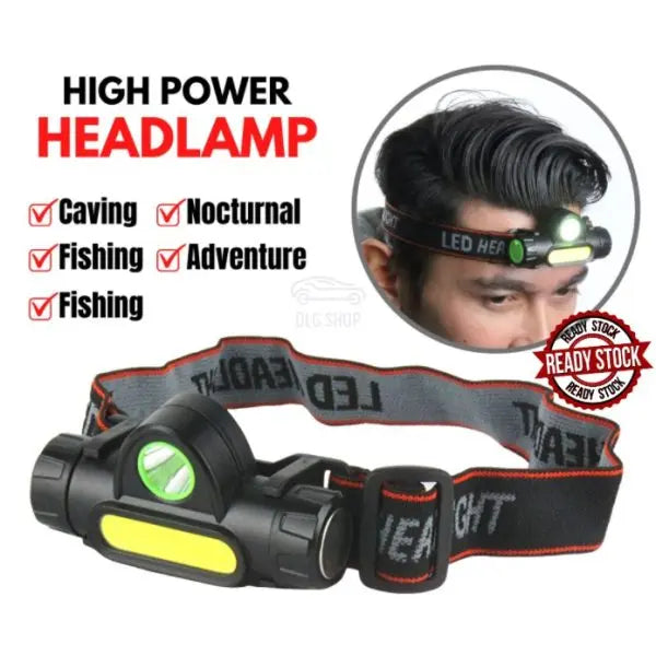 Rechargeable Ip65 Waterproof Headlight With Cob Flashlight EasyShop Mini Mart