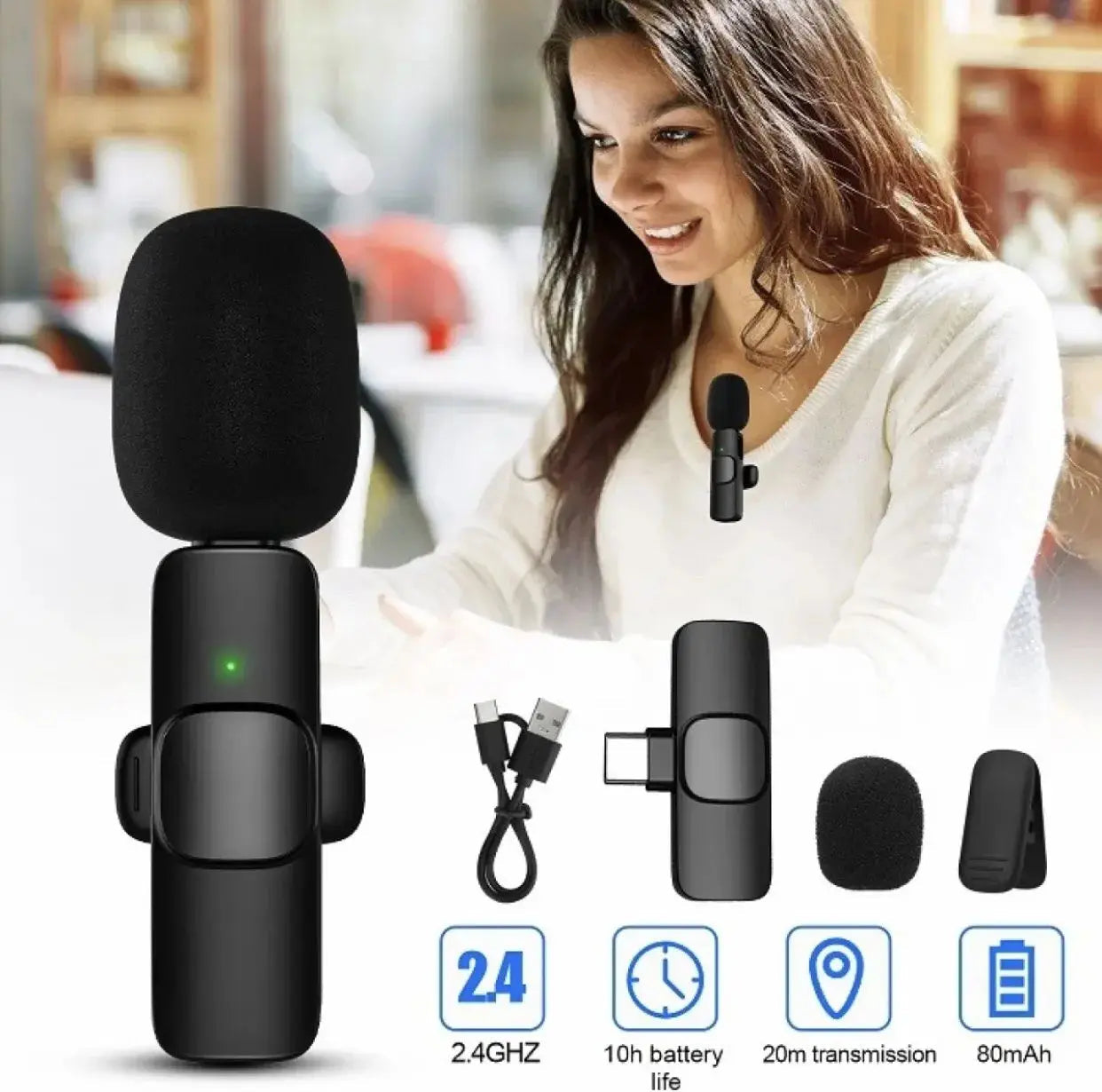 Wireless MIC K8 MICROPHONE 3.5mm Jack EasyShop Mini Mart